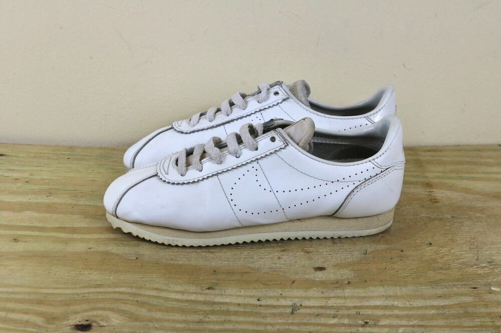 Vintage Nike Cortez 7 White Leather Perforated Swoosh Sneakers